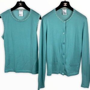 chanel Light Blue Cashmere CC Twinset